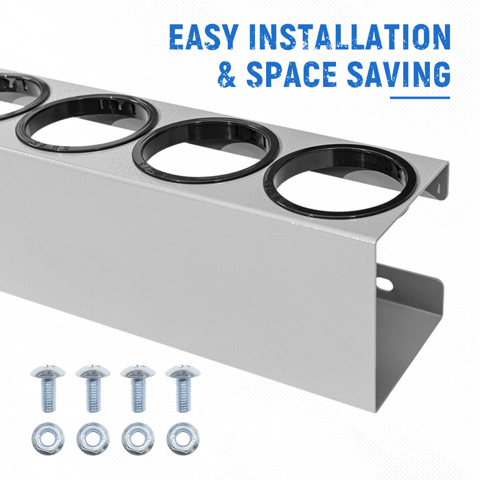 AA Products P-SH-Spray Can Rack 5 Bottle Spray Can Holder Wall-Mounted Rack, Steel Aerosol Can Rack Design for 16" D Van Shelving for Garage and Workspace -Silver (P-SH-SCR-16) - AA Products Inc