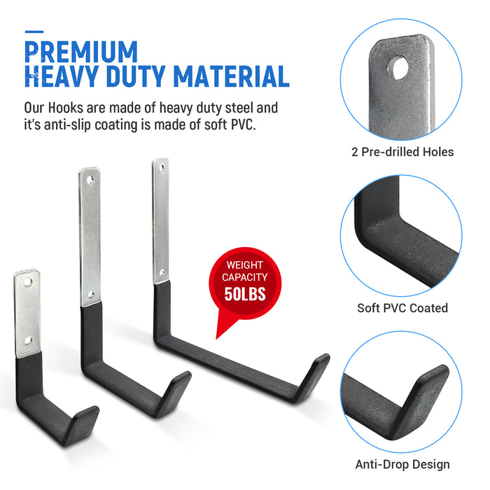 AA Products P-SH-Hooks includes Small, Medium, Large Stainless Steels Sets of three Holds up 50LB Sliver and Black Compatible with AA Products 13" and 16" Van Shelving(P-SH-Hook-01) - AA Products Inc