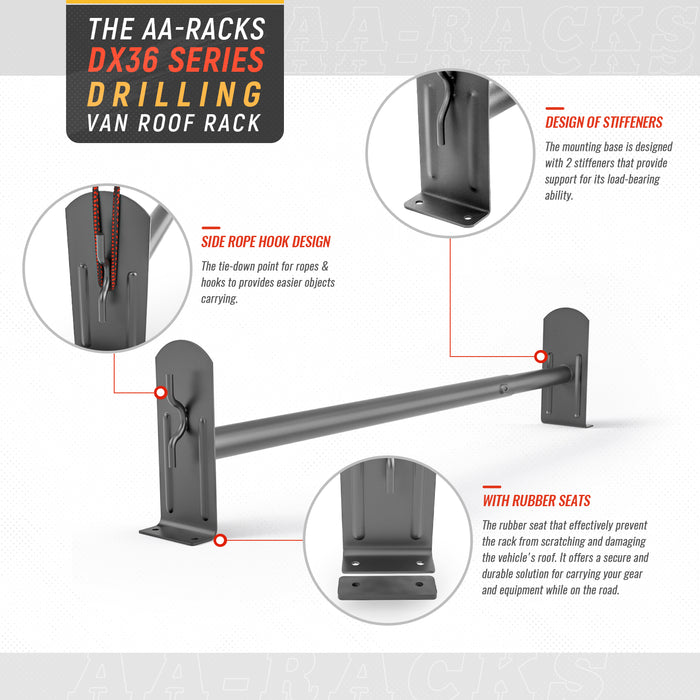 AA-Racks Universal Pickup Truck Rack Cap & Topper Camper Shell Van Roof Ladder Rack Adjustable Steel (DX36-Camper) - Open Box - AA Products Inc