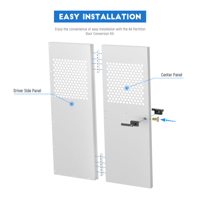 AA Products Model P-PT-DK Partition Swing Door Conversion Kit Fit for AA Van Safety Partition (P-PT-DK) - AA Products Inc