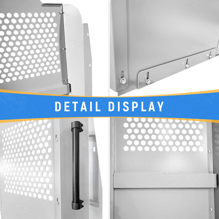 AA Products Model PT-TR-LR-DKWB Steel Cargo Van Safety Partition Low Roof Protective Bulkhead Equipped with Acrylic Custom Window Board and Dook Kit Fit for Transit Full Size Vans - AA Products Inc