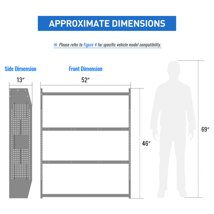 AA Products Steel Low/ Mid/ High Roof Van Shelving Storage System Fits Transit, GMC, NV, Promaster Sprinter and Metris（SH-4605） - AA Products Inc