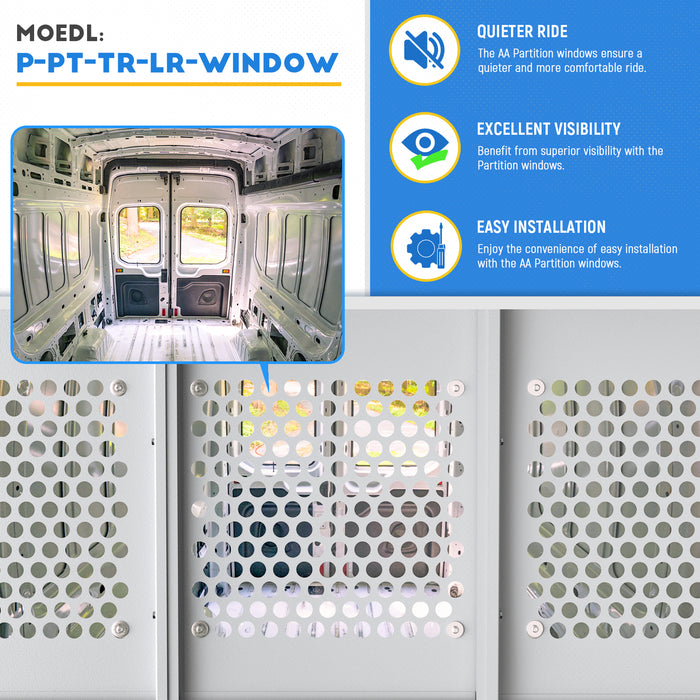 AA Products Model P-PT-TR-LR-WB Acrylic Custom Window Specially Designed for Low Roof Transit Van Safety Partition, Pair of Three (P-PT-TR-LR-WB)