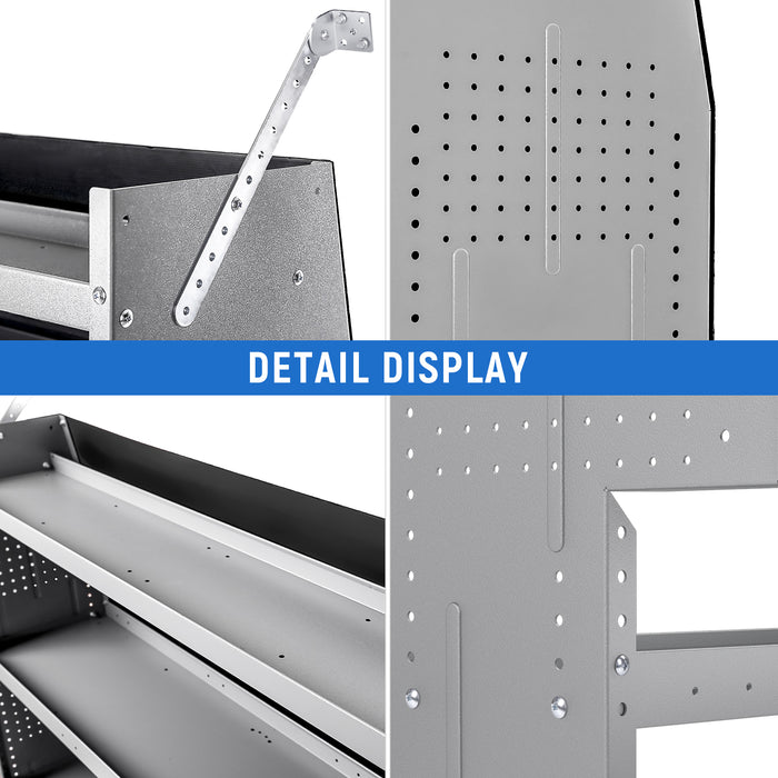 AA Products Inc. SH-4303 Steel Van Shelving Storage System Fits for Nv200, Transit Connect 2014+, ProMaster City and Chevy City Express, Contoured