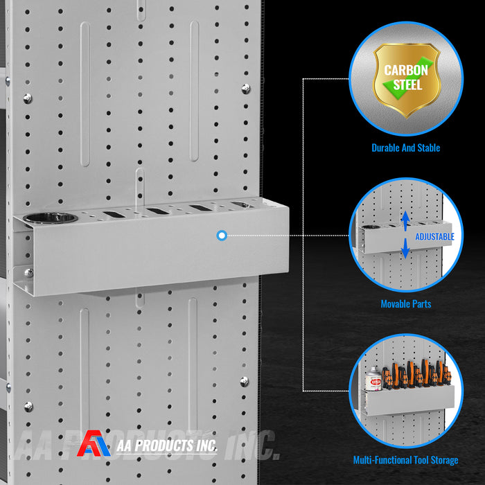 AA Products P-SH-Screwdriver Rack 16"W Steel Tool Holder Rack Designed for 16'' D Van Shelving Storage Rack to Storage Screwdriver, Pliers and Spray Can (P-SH-SDR-16) - AA Products Inc