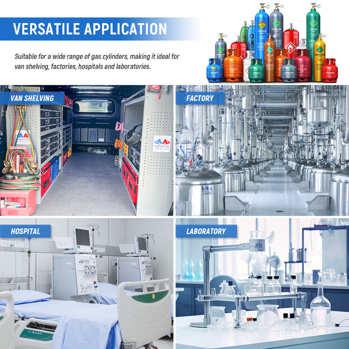 AA Products Model SH-BH-A Steel Propane Tank Holder Compatible with Van Shelving, Includes 4.9 FT  Nylon Straps, Cylinder Wall Mounted Bracket Fit for 3L/6L/9L Fire Extinguishers - AA Products Inc