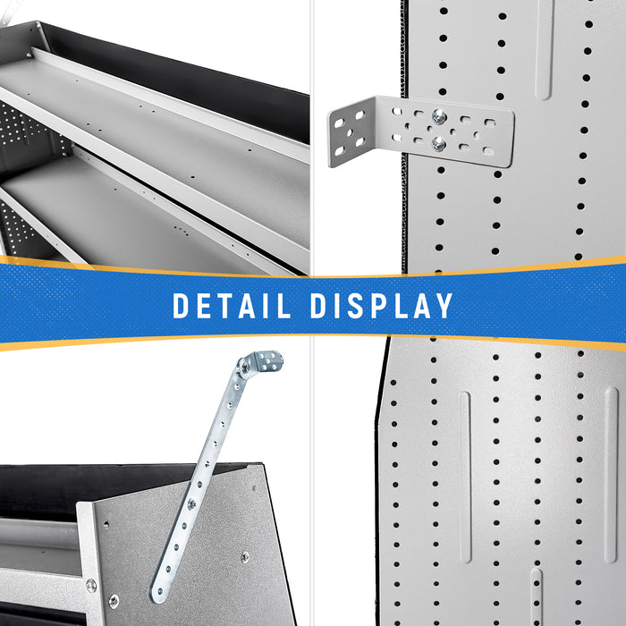 AA Products Model SH-6205(2) Steel Low/Mid/High Roof Van Shelving Storage System Fits Transit, ProMaster and Sprinter, 4 Tiers Set of 2 Van Shelving Units, 52''W x 62''H x 16''D - AA Products Inc