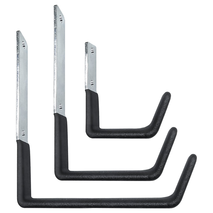 AA Products P-SH-Hooks includes Small, Medium, Large Stainless Steels Sets of three Holds up 50LB Sliver and Black Compatible with AA Products 13" and 16" Van Shelving(P-SH-Hook-01) - AA Products Inc