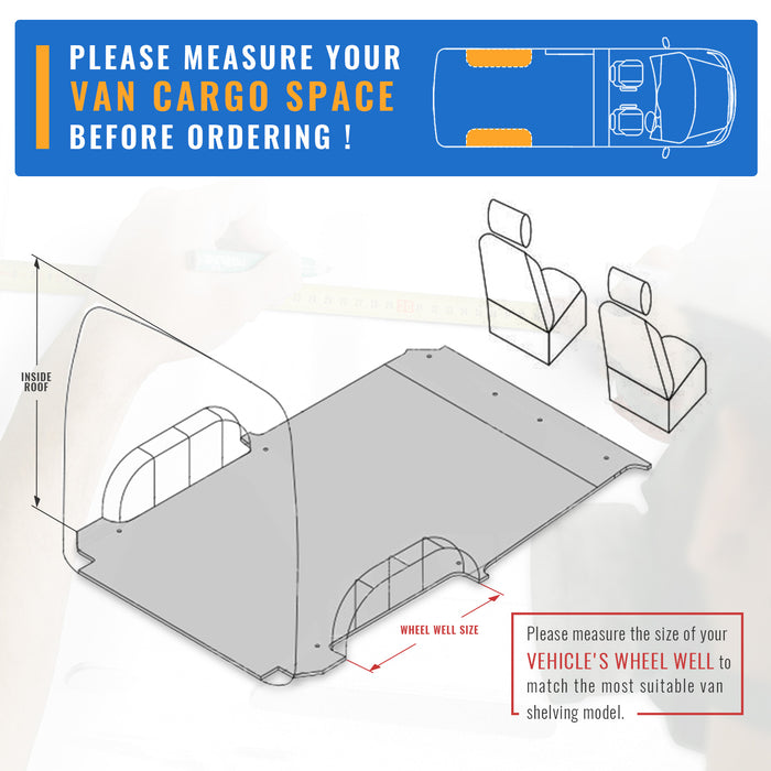 AA Products SH-4305(3) Steel Van Shelving Storage System Fits for NV200, Transit Connect 2014+, Promaster City and Chevy City Express - AA Products Inc