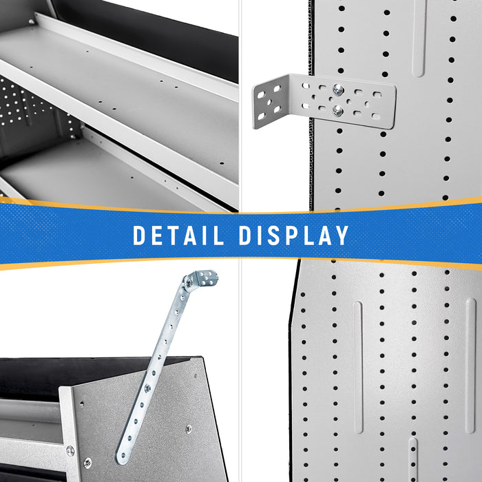AA Products Model SH-6203 Steel Mid/High Roof Van Shelving Storage System Fits Transit, ProMaster and Sprinter, 4 Tiers Van Shelving Units, 32''W x 62''H x 16''D (SH-6203) - AA Products Inc