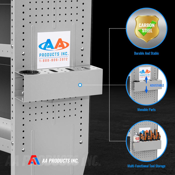 AA Products P-SH-Screwdriver Rack 13"W Steel Tool Holder Rack Designed for 13'' D Van Shelving Storage Rack to Storage Screwdriver, Pliers and Spray Can (P-SH-SDR-13) - AA Products Inc