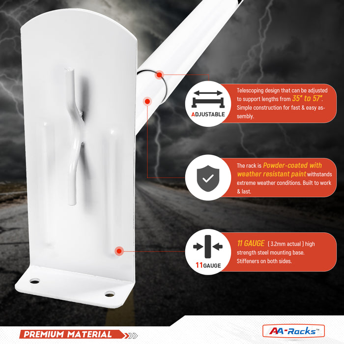 AA-Racks Model DX36 Compatible Transit Connect 2008-13 Steel 3 Bar Utility Drilling Van Roof Ladder Rack System - Matte White - AA Products Inc