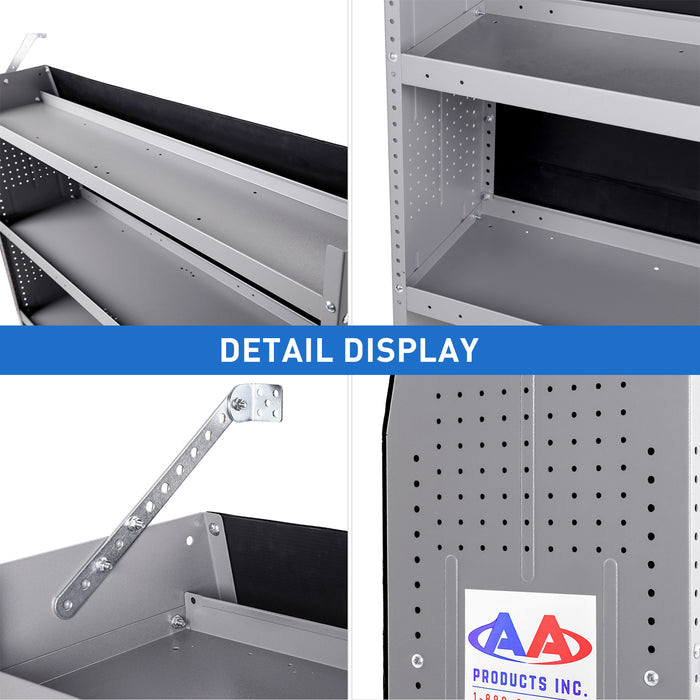 AA Products SH-4603(3) Steel Low/Mid/High Roof Van Shelving Storage System Fits Transit, GM, NV, Promaster and Sprinter - AA Products Inc