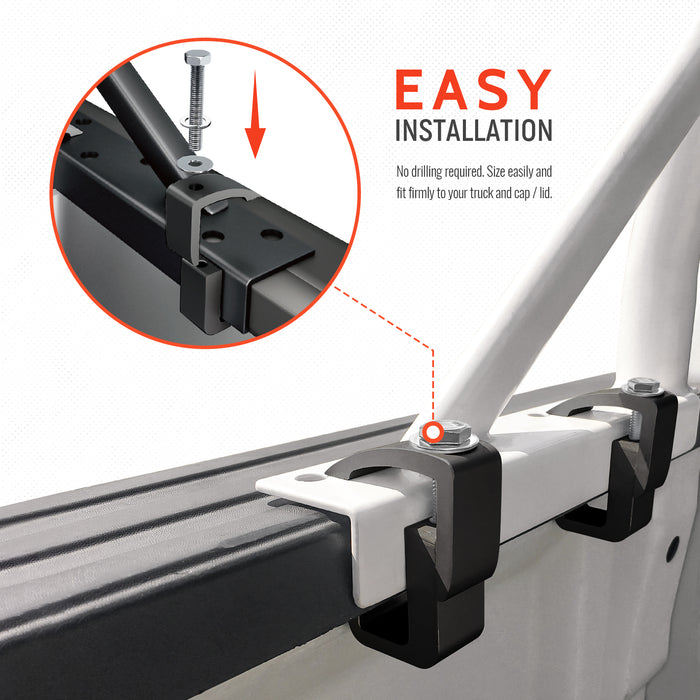 AA-Racks Mounting Clamp for Truck Cap, Camper Shell, Topper for a Short Bed Pickup Truck (Set of 4), (P-AC-02) - AA Products Inc