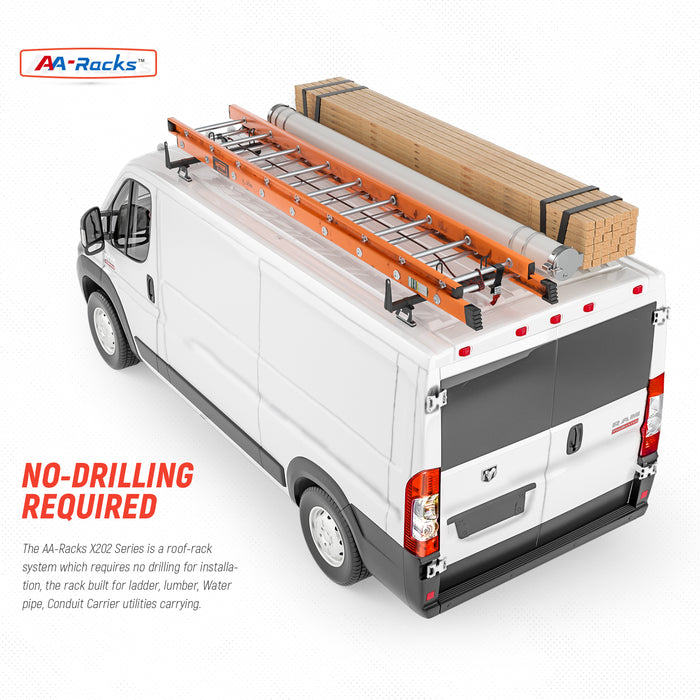AA-Racks Model X202 Steel Van Roof Rack Cross Bars Fits 2013-On RAM ProMaster/ 2015-On Transit(X202-PR/TR) - AA Products Inc