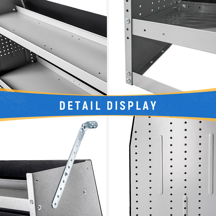 AA Products Model SH-4603-T3 Steel Low/Mid/High Roof Van Shelving Storage System Fits Transit, GM, NV, Promaster and Sprinter, Contoured Shelving Unit, 32" W x 46" H x 16" D(SH-4603-T3) - AA Products Inc