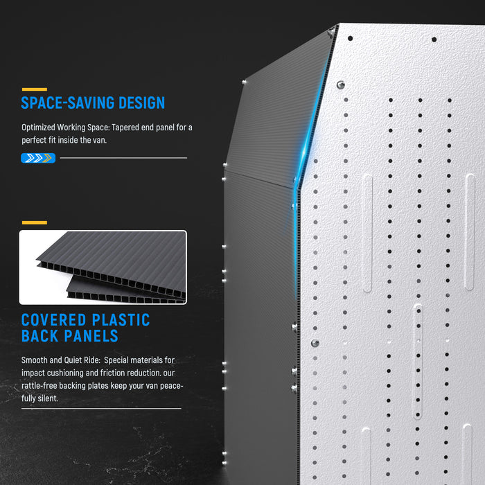 AA Products Model SH-6204(3) Steel Low/Mid/High Roof Van Shelving Storage System Fits Transit, ProMaster and Sprinter, 4 Tiers Set of 3 Van Shelving Units, 42''W x 62''H x 16''D - AA Products Inc