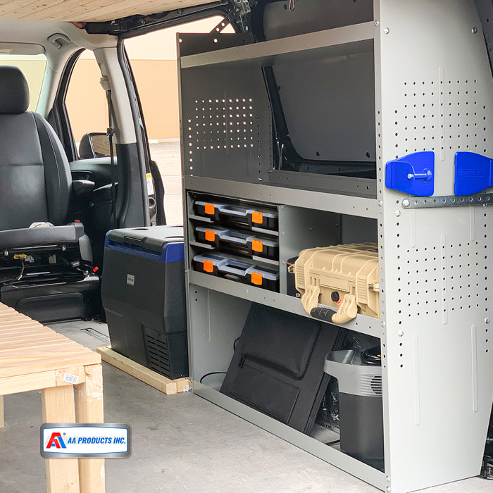 P-SH-Tote Shelf Kit for Van Shelving Storage, 3 Plastic Storage Box w/ 1 set Organizer Holder for Small Parts, Screws and Hardwares(P-SH-TSK)