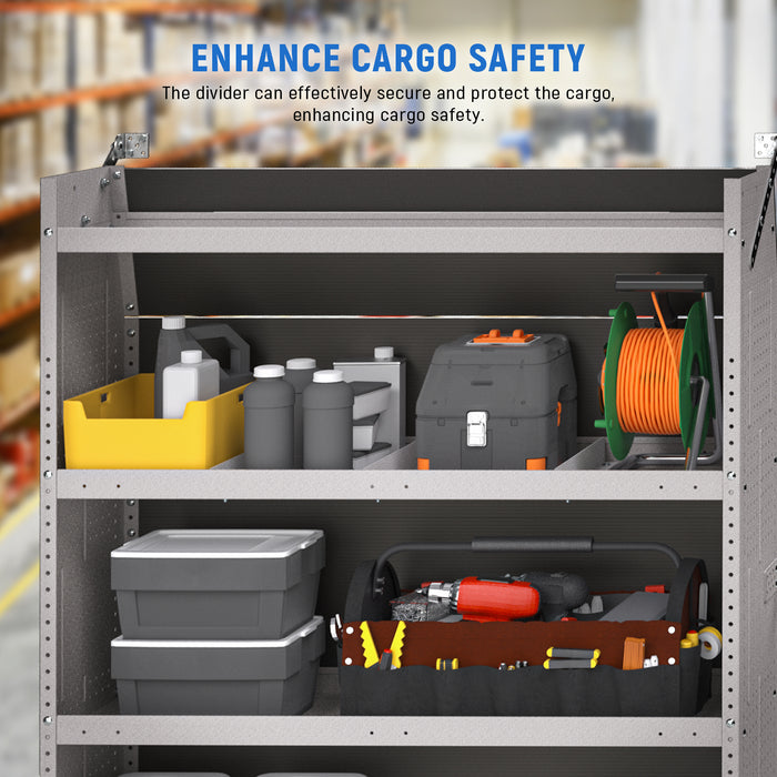 AA Products P-SH-Divider-A Shelf Divider Shelf Accessories Designed for 13" Depth Van Shelving Storage, Set of 3 - Grey - AA Products Inc