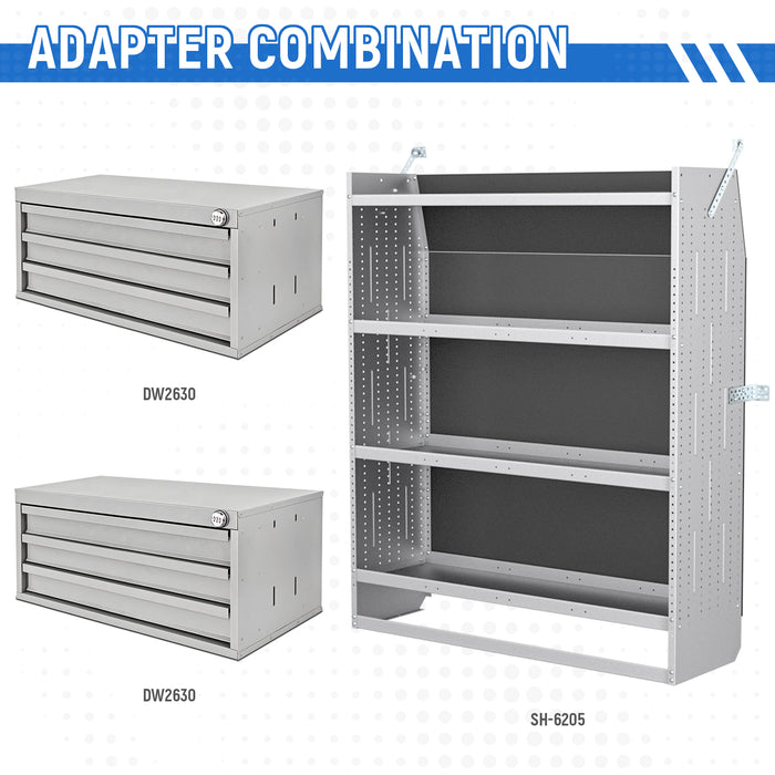 AA Products 3 Drawer Cabinet Set with Password Lock Designed for 16" D AA Van Shelving, Set of 2 Steel Storage Cabinet for Van, Utility Room, 25.75’’W x 12.5’’H x 15.6”D(DW-B30(2)) - AA Products Inc