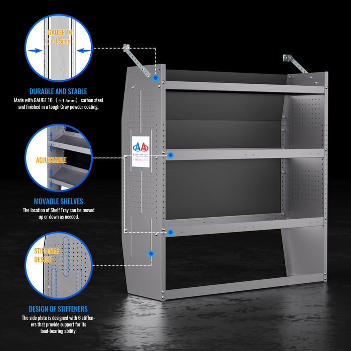 SH-4304 Steel Van Shelving Storage System Fits for NV200, Transit Connect 2014+, Promaster City and Chevy City Express（SH-4304) - AA Products Inc