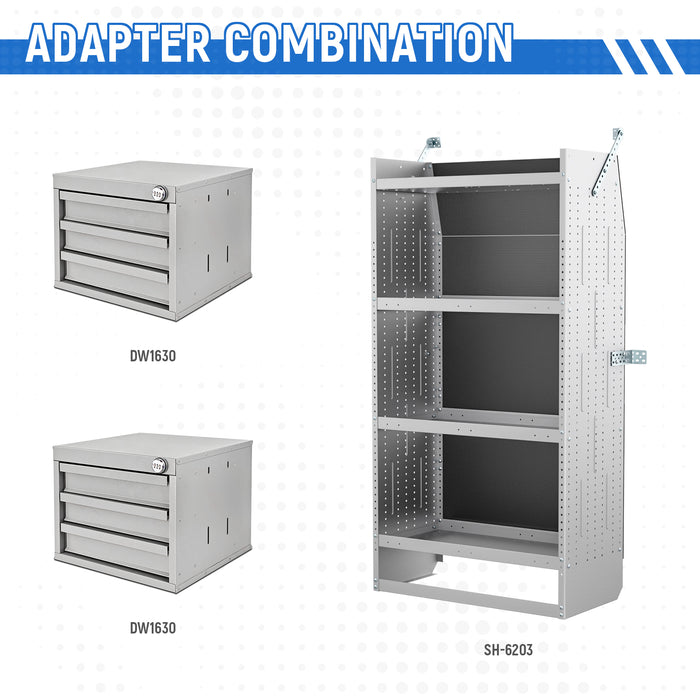 AA Products 3 Drawer Cabinet Set with Password Lock Designed for 16" D AA Van Shelving, Set of 2 Steel Storage Cabinet for Van, Utility Garage, 15.75’’W x 12.5’’H x 15.6” D(DW-A30(2)) - AA Products Inc