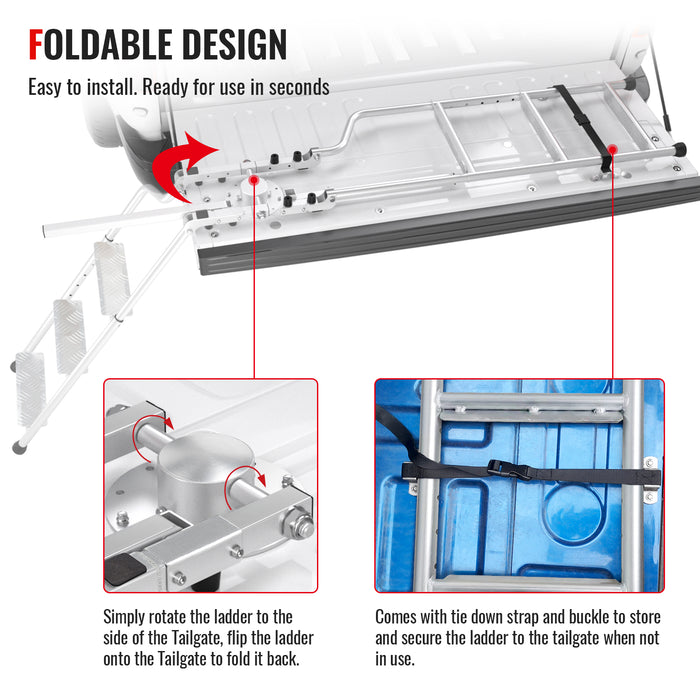 AA Products Aluminum Omni-Directional Tailgate Ladder Rack with Wide ...