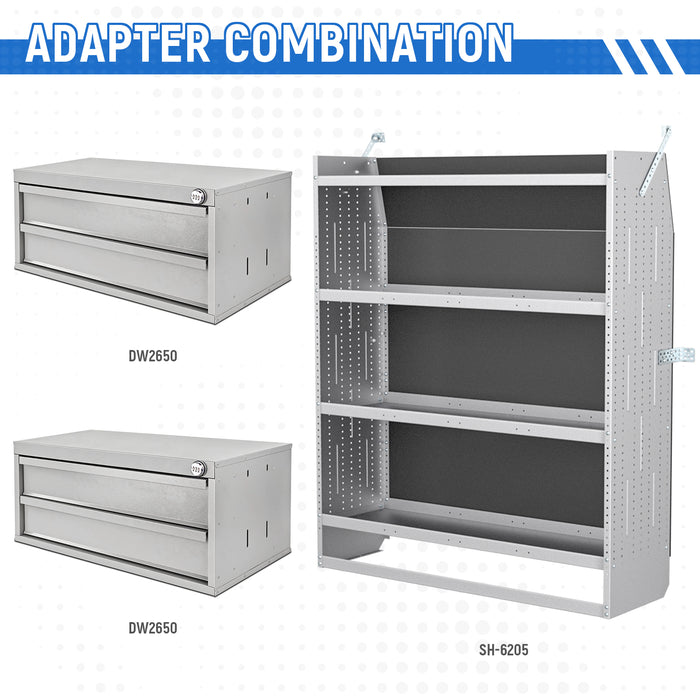 AA Products 2 Drawer Cabinet Set with Password Lock Designed for 16" D AA Van Shelving, Set of 2 Steel Storage Cabinet for Van, Utility Garage, 25.75’’W x 12.5’’H x 15.6”D(DW-B50(2）） - AA Products Inc