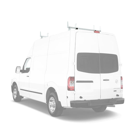 AA-Racks Model X202-NV Compatible NV 2012-On Heavy Gauge Steel 2 Bar Van Roof Rack System w/ Ladder Stopper White - AA Products Inc