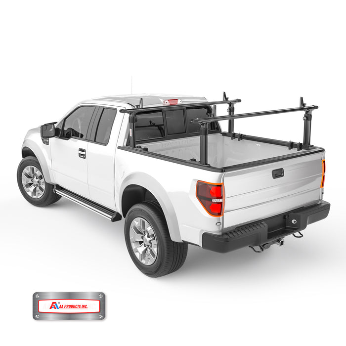 AA-Racks  75" Full-Size Pickup Truck Ladder Racks Low-Profile Height-Adjustable Utility Aluminum Truck Bed Rack with Load Stops-Black(APX2501-BLK) - AA Products Inc