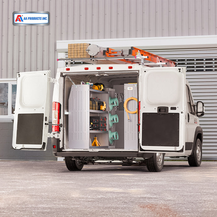 AA Products Model SH-4604-T3(2) Steel Low/Mid/High Roof Van Shelving Storage System Fits Transit, GM, NV, Promaster, Sprinter and Metris, Set of 2 Contoured Shelving Unit, 42" W x 46" H x 16" D - AA Products Inc