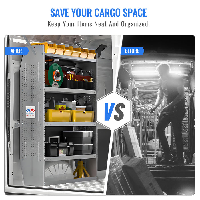 AA Products SH-6004(3) Steel Mid/ High Roof Van Shelving Storage System Fits Transit, NV, Promaster and Sprinter（SH-6004(3)） - AA Products Inc