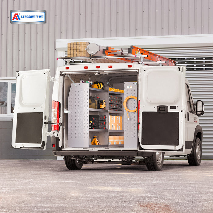 AA Products Model SH-4604-T3(3) Steel Low/Mid/High Roof Van Shelving Storage System Fits Transit, GM, NV, Promaster, Sprinter and Metris, Set of 3 Contoured Shelving Unit, 42" W x 46" H x 16" D - AA Products Inc