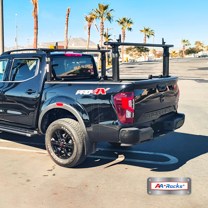 AA-Racks  75" Full-Size Pickup Truck Ladder Racks Low-Profile Height-Adjustable Utility Aluminum Truck Bed Rack with Load Stops-Black(APX2501-BLK) - AA Products Inc