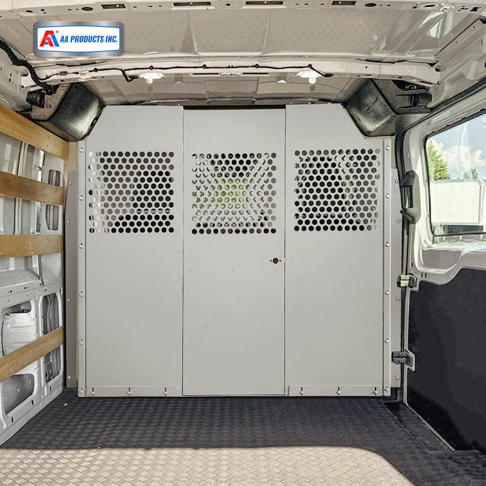 AA Products Model PT-TR-LR Cargo Van Safety Partition Low Roof Protective Bulkhead Fit for Transit Full Size Vans Grey (PT-TR-LR) - AA Products Inc
