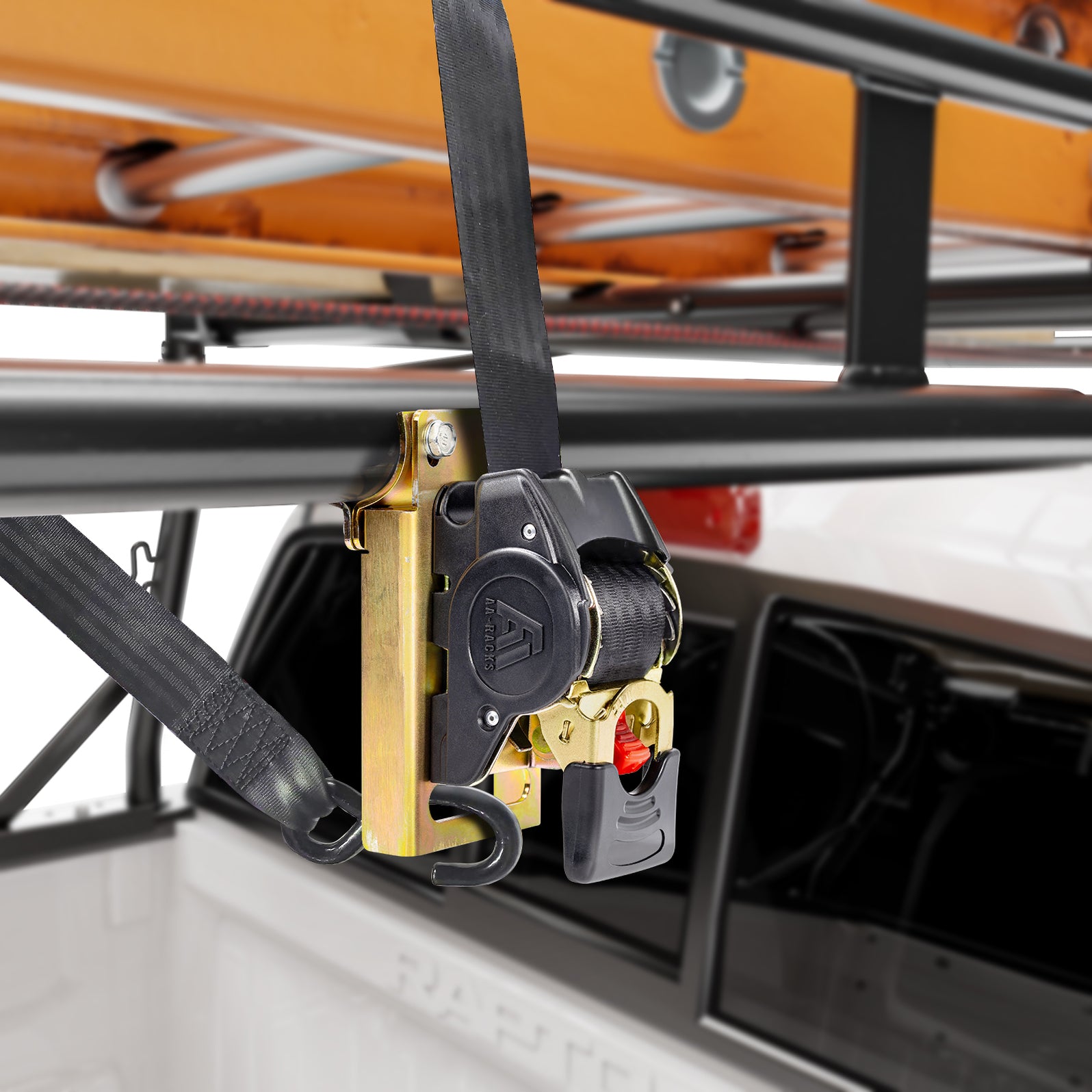 AA-Racks Heavy Duty Retractable Ratchet Strap 3300lbs Break Strength ...