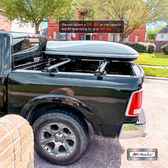 AA-Racks Low Profile Aluminum Truck Bed Rack for Trucks and Trailers with Open Rails (300lb On Road Capacity) (APX2503)