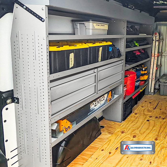 AA Products 2 Drawer Cabinet Set with Password Lock Designed for 16" D AA Van Shelving, Set of 2 Steel Storage Cabinet for Van, Utility Garage, 25.75’’W x 12.5’’H x 15.6”D(DW-B50(2）） - AA Products Inc