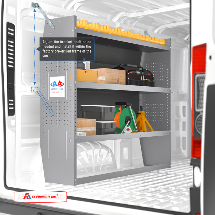 AA Products Steel Low/ Mid/ High Roof Van Shelving Storage System Fits Transit, GMC, NV, Promaster Sprinter and Metris（SH-4605） - AA Products Inc