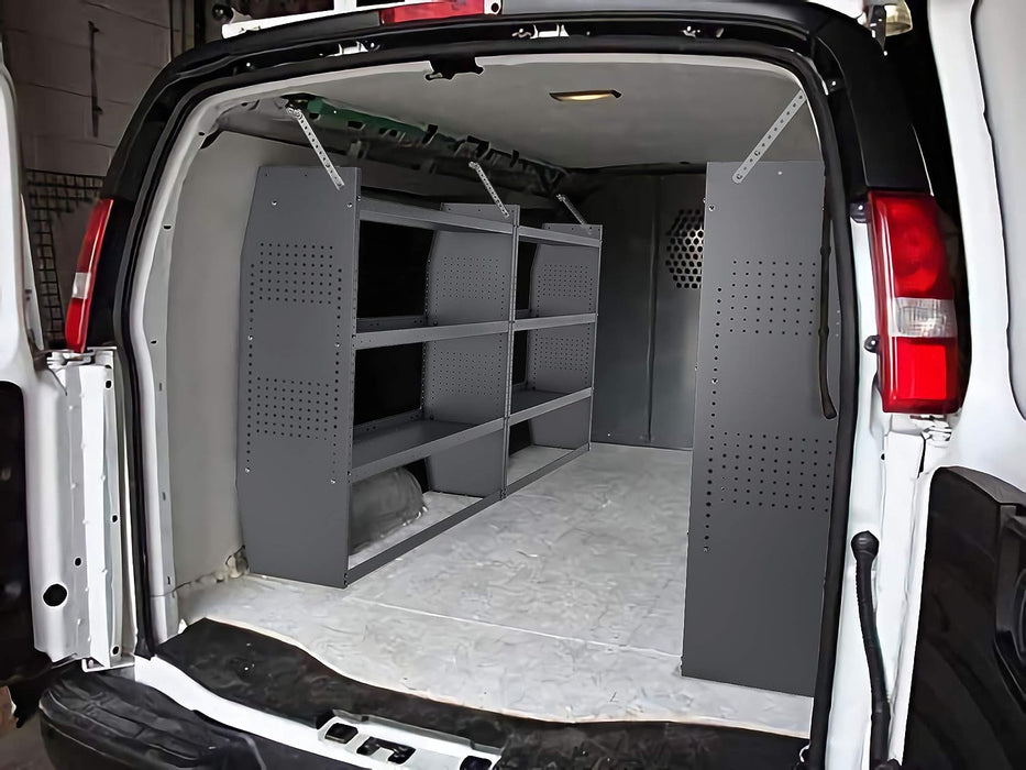 AA Products SH-4604(3) Steel Low/Mid/High Roof Van Shelving Storage System Fits Econoline, Transit, GM, NV, Promaster, Sprinter and Metris - AA Products Inc