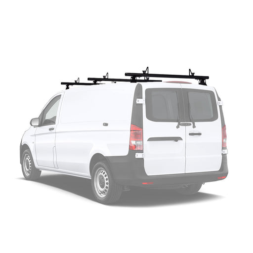 AA-Racks Model AX302 Aluminum Van Ladder Roof Rack System Fits for 2015-On RAM ProMaster City/ 2014-On Metris- 3 Bar 60'', Black (AX302-60(3)-BLK-PR/ME) - AA Products Inc