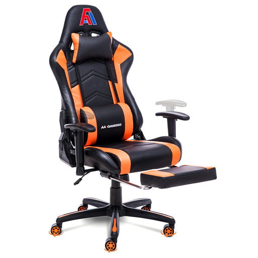 AA Products Gaming Chair Ergonomic High Back Computer Racing Chair Adjustable Office Chair with Footrest, Lumbar Support Swivel Chair - BlackOrange - AA Products Inc