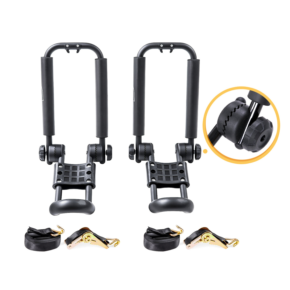 AA-Racks X35 Kit Portapacchi Per Kayak - 2 Posti, Montaggio Universale Senza Fori, Cinghie E Cricchetti Inclusi