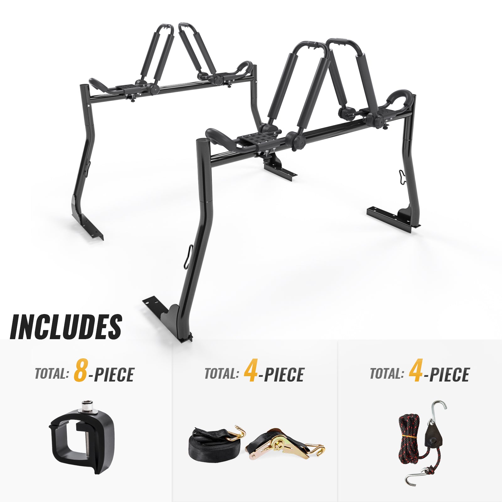 Ladder Rack Connector Set Model X31 Truck Ladder Rack with 8 Non-Drilling C-Clamps and 2 Sets Un ...