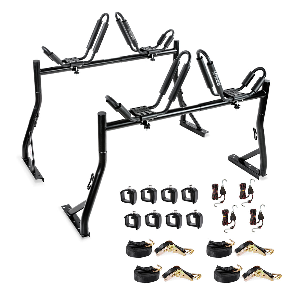 AA Racks X35 Truck Rack Combo with 8 Clamps and Universal Kayak J-Rack (KX-355) - AA Products Inc