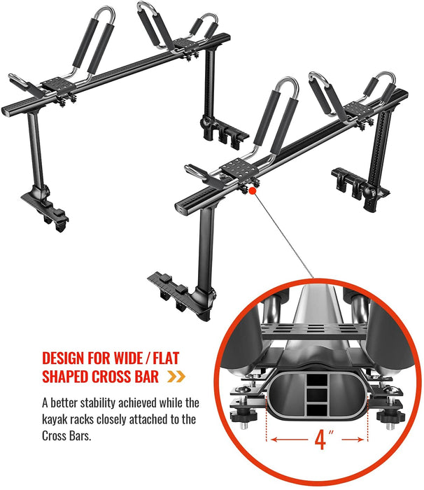 J Rack adapter Designed Specially for Wide Flat Crossbars to install Kayak J-Rack,Pack of 6 - AA Products Inc