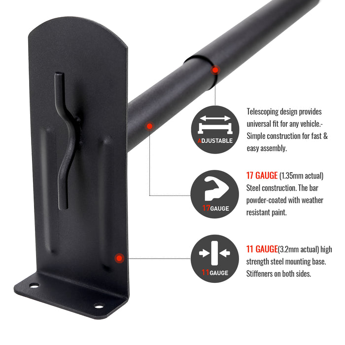 AA-Racks Model DX36 Compatible Transit Connect 2008-13 Steel 3 Bar Utility Drilling Van Roof Ladder Rack System - Sandy Black - AA Products Inc