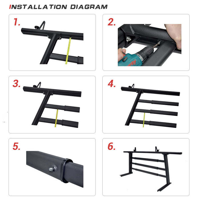 AA-Racks Aluminum Headache Rack Pickup Truck Utility Ladder Rack w/ Over Cab Extension Racks For Toyota Tacoma 2005-On (APX25-WG(3)-E-TA) - AA Products Inc