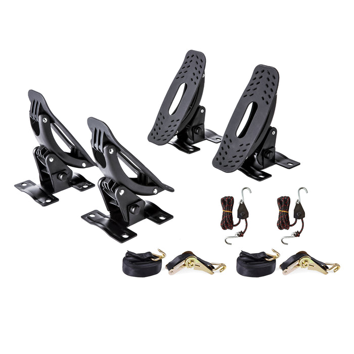 AA-Racks Steel Saddle Rack for Kayak Carrier Canoe Boat Paddle Board Surfboard Roof Top Mount on Car SUV Truck with Tie Down Straps (KX-405/415)
