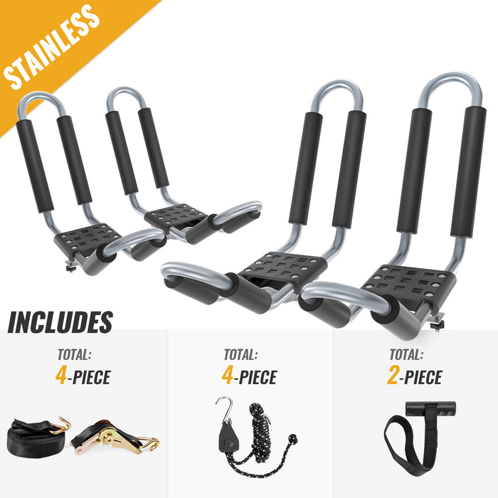 AA-Racks Model X31 Truck Rack With 8 Non-Drilling C-Clamps And 2 Sets Kayak J-Racks With Ratchet Lashing Straps & Ratchet Bow And Stern Tie Down Strapskx 3155 Blk AA-Racks Model X31 Truck Rack With 8 Non-Drilling C-Clamps And 2 Sets Kayak J-Racks With Ratchet Lashing Straps & Ratchet Bow And Stern Tie Down Strapskx 3155 Blk